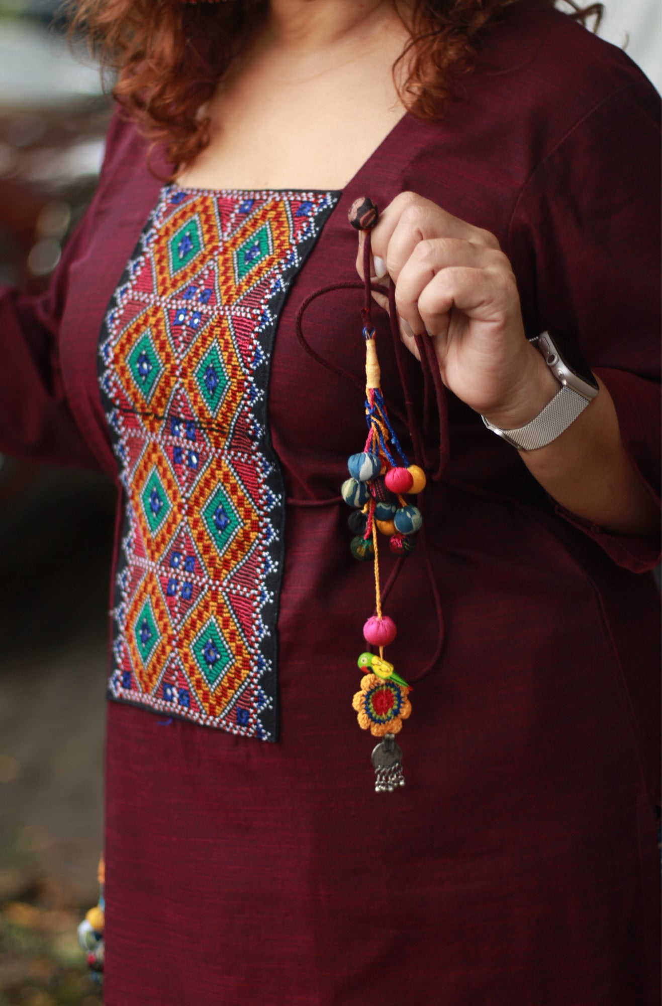 Taam Jhaam | Kurta with Tassels | Wine