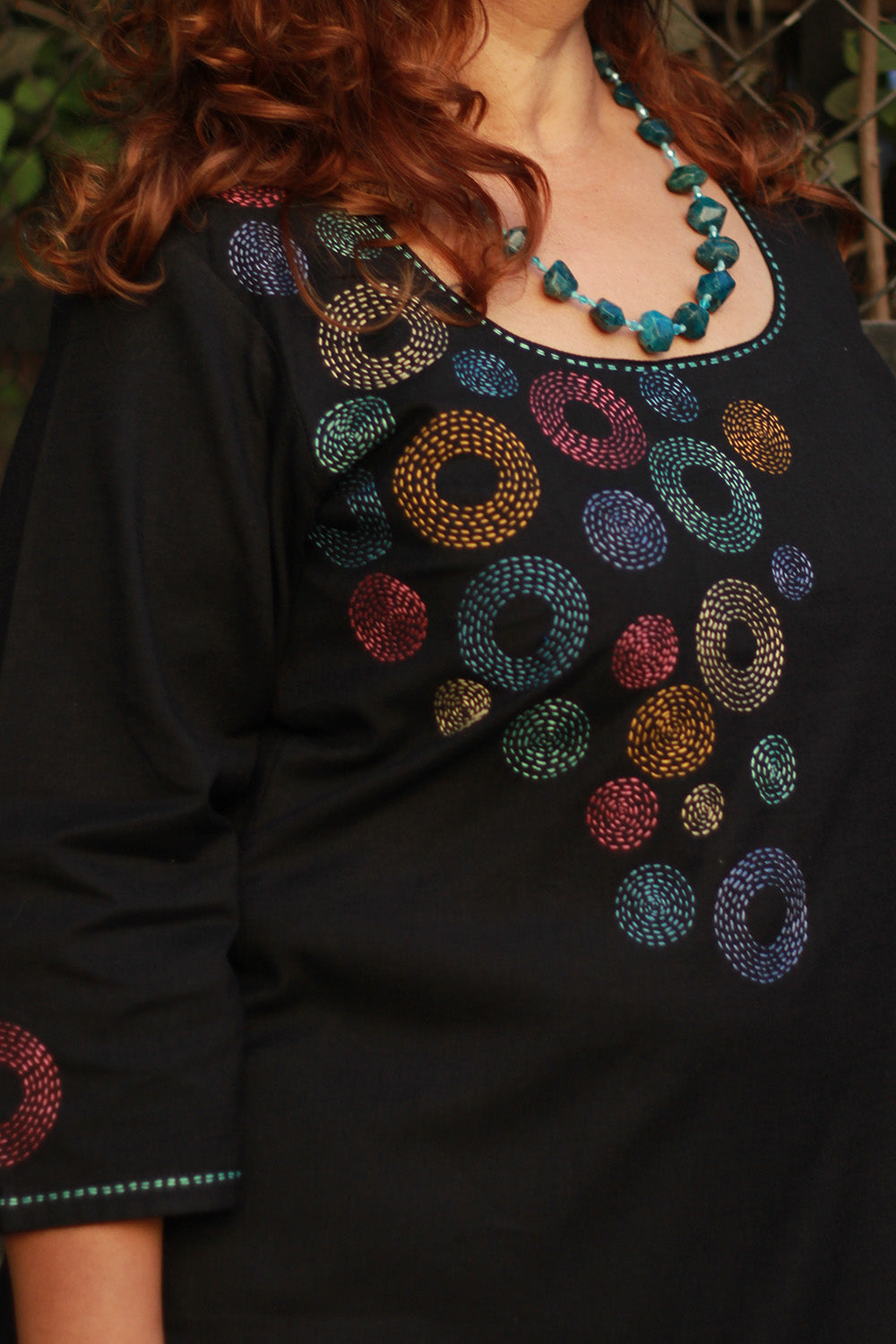 Riya | Embroidered Cotton Kurta | Noir