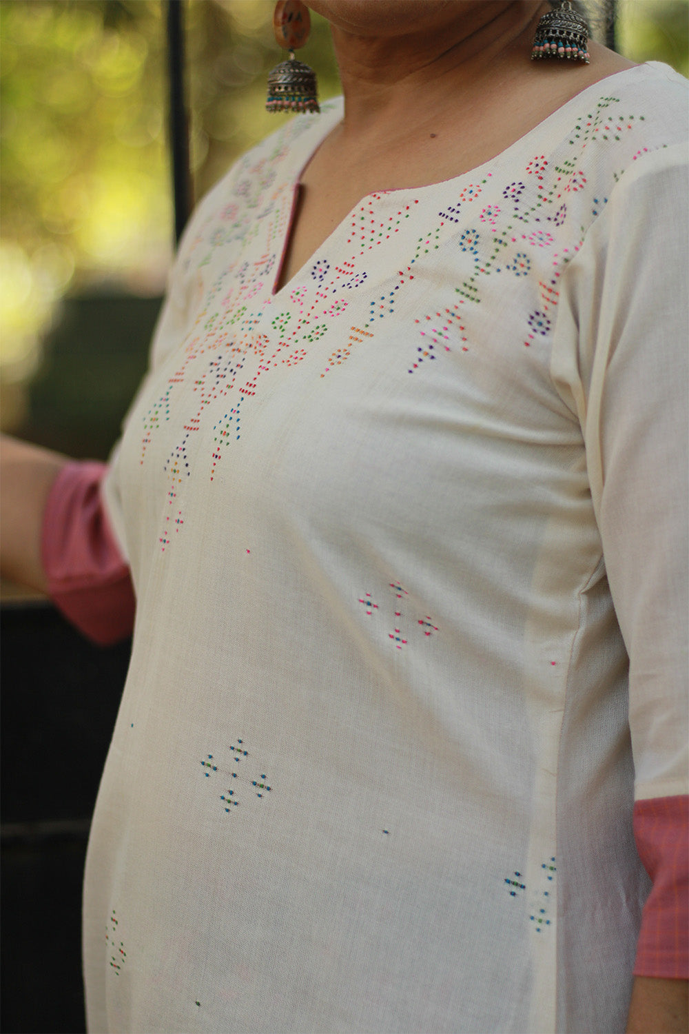 Daana | Tangaliya Kurta | Ivory with Peach
