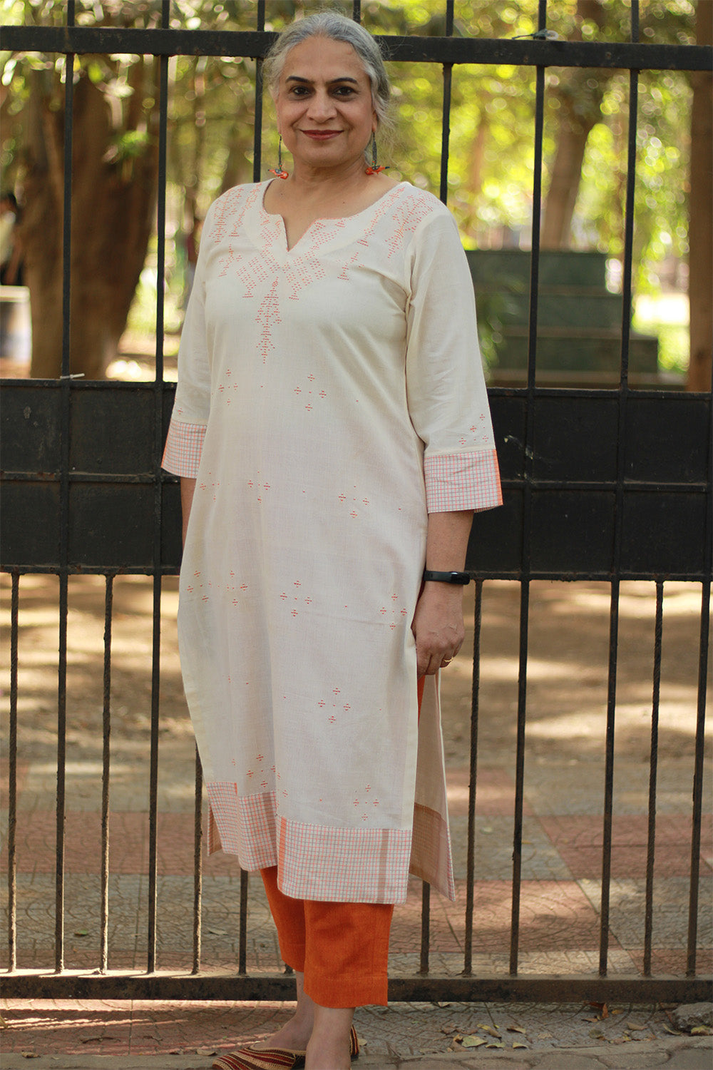 Daana | Tangaliya Kurta | Ivory with Checks