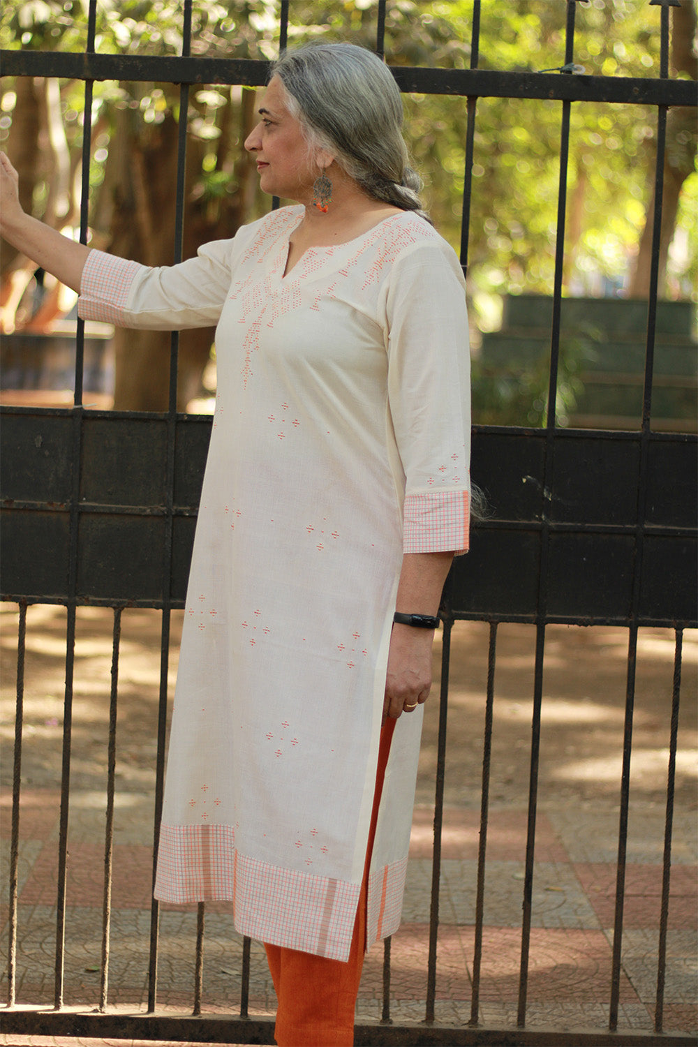 Daana | Tangaliya Kurta | Ivory with Checks