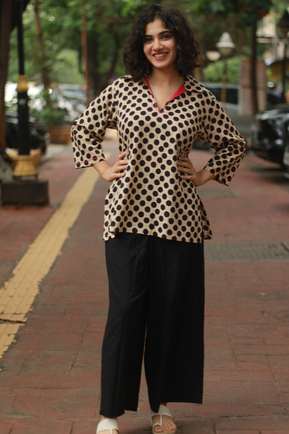 Anjali | Cotton Kurti | Noir Polka