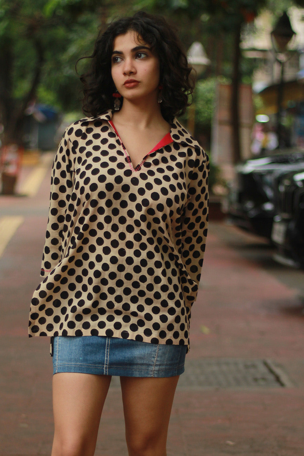Anjali | Cotton Kurti | Noir Polka