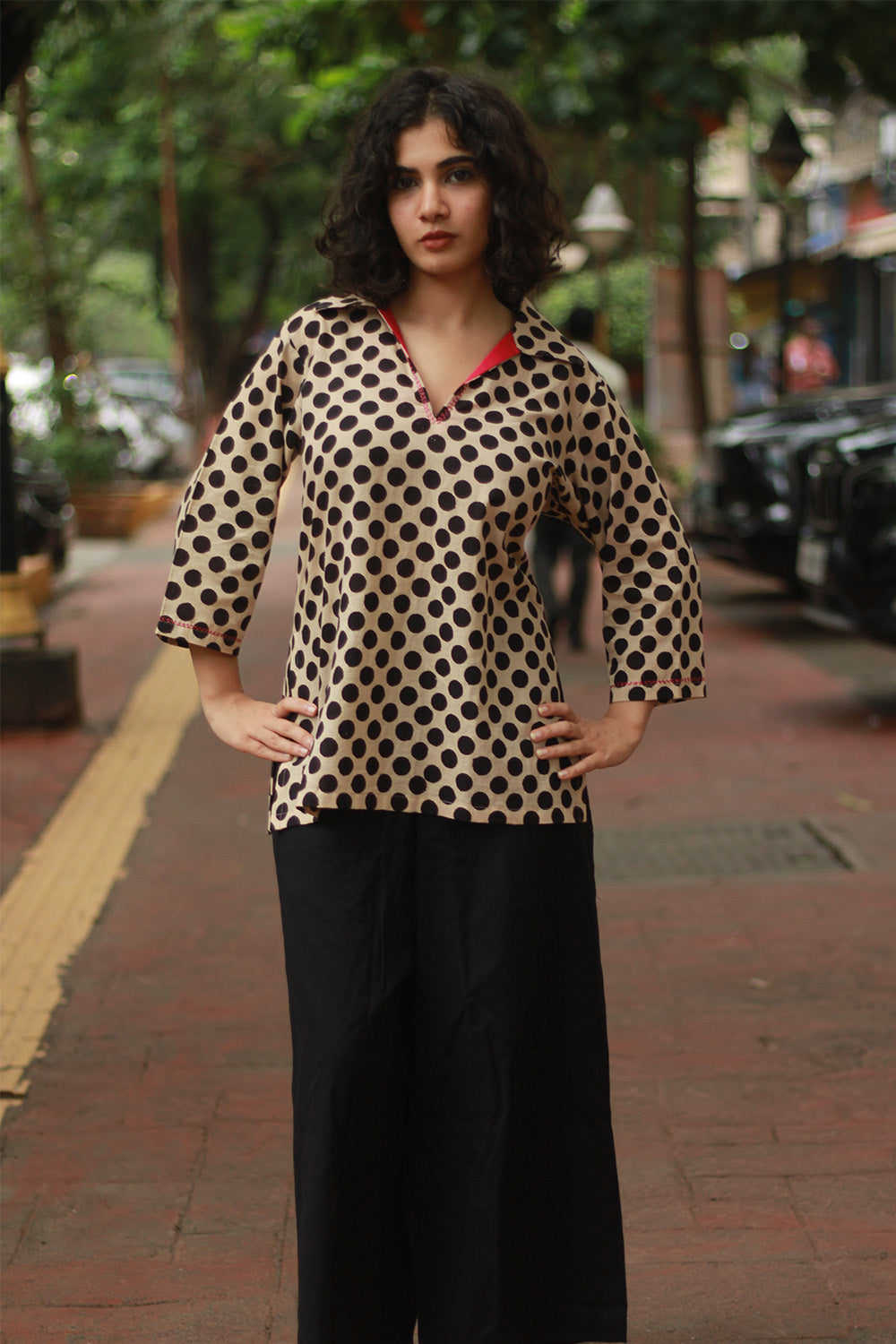 Anjali | Cotton Kurti | Noir Polka