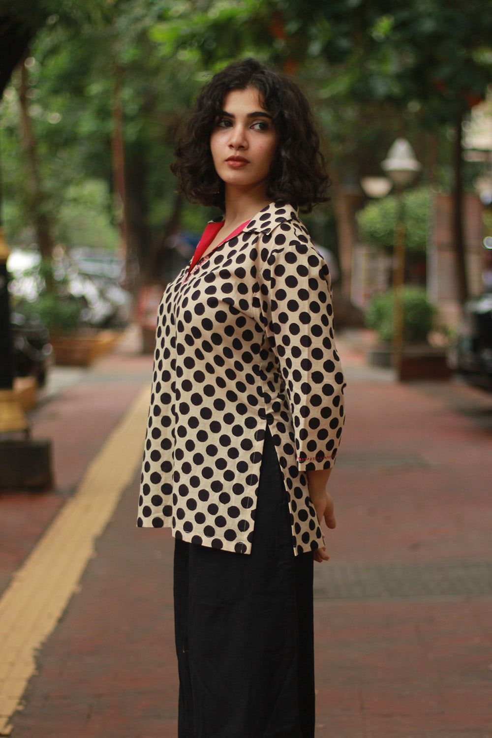 Anjali | Cotton Kurti | Noir Polka