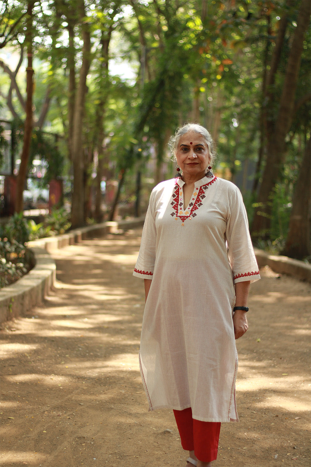 Long Kurta | Sindhi Tanka | Grey Stripes