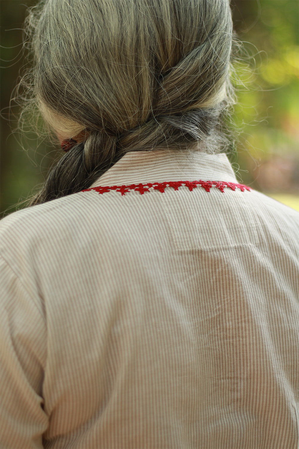 Long Kurta | Sindhi Tanka | Grey Stripes