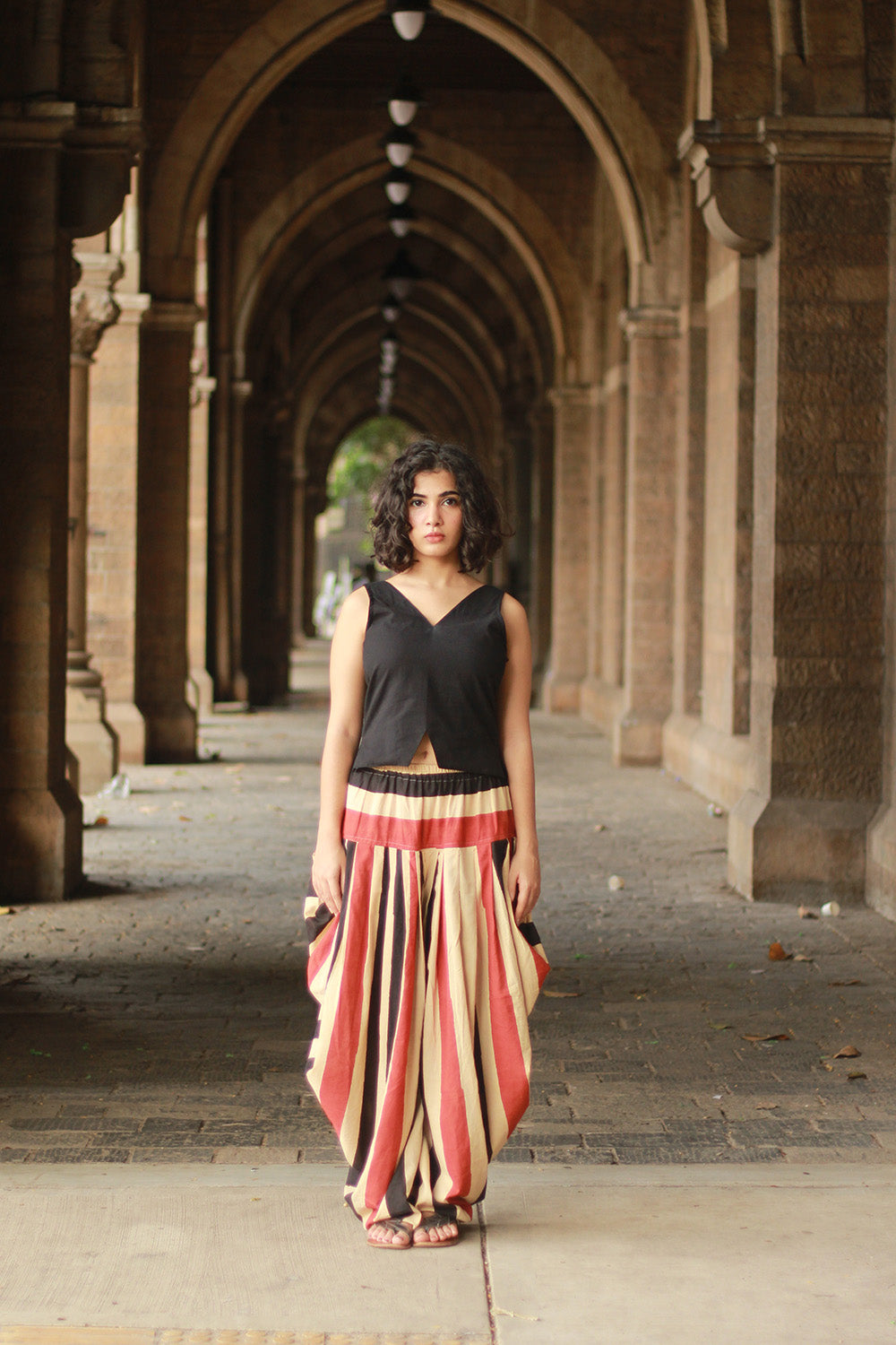 Maskhari | Draped Patiala Pants | Striped Bagru