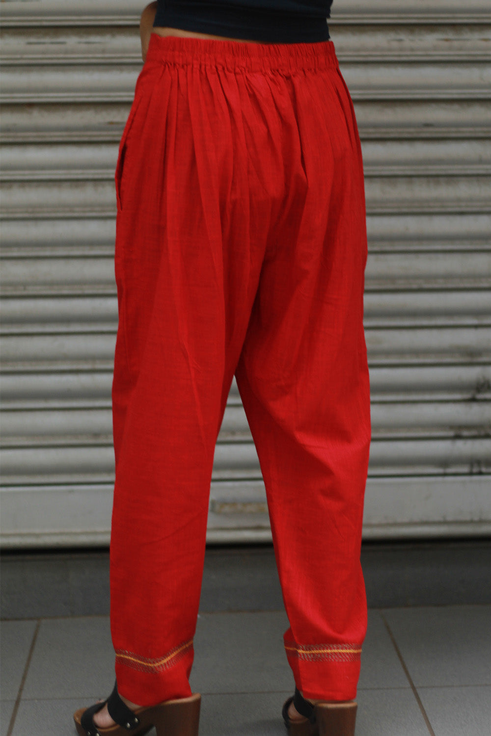 Amala | Slim Pants | Embroidered | Rouge
