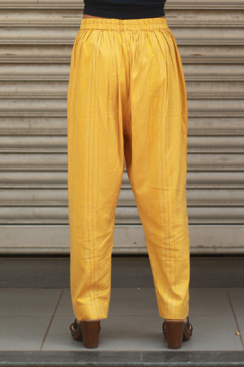 Pranava | Slim Pants | Yellow Kantha