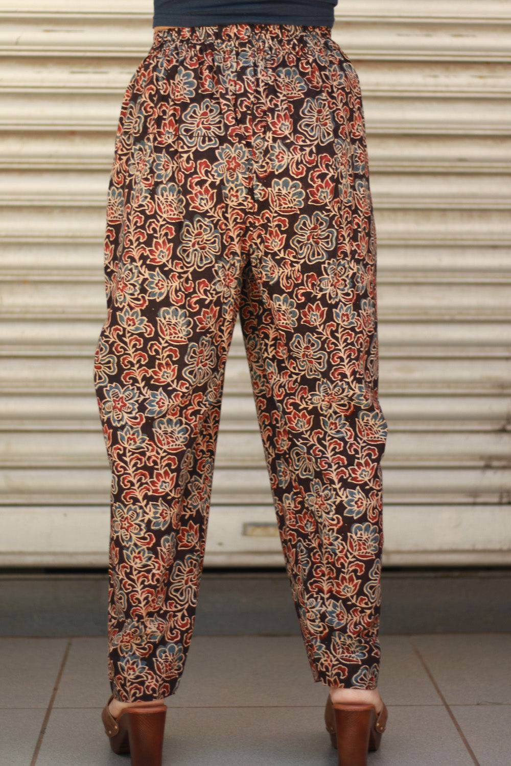 Pranava | Slim Pants | Noir Floral Ajrakh