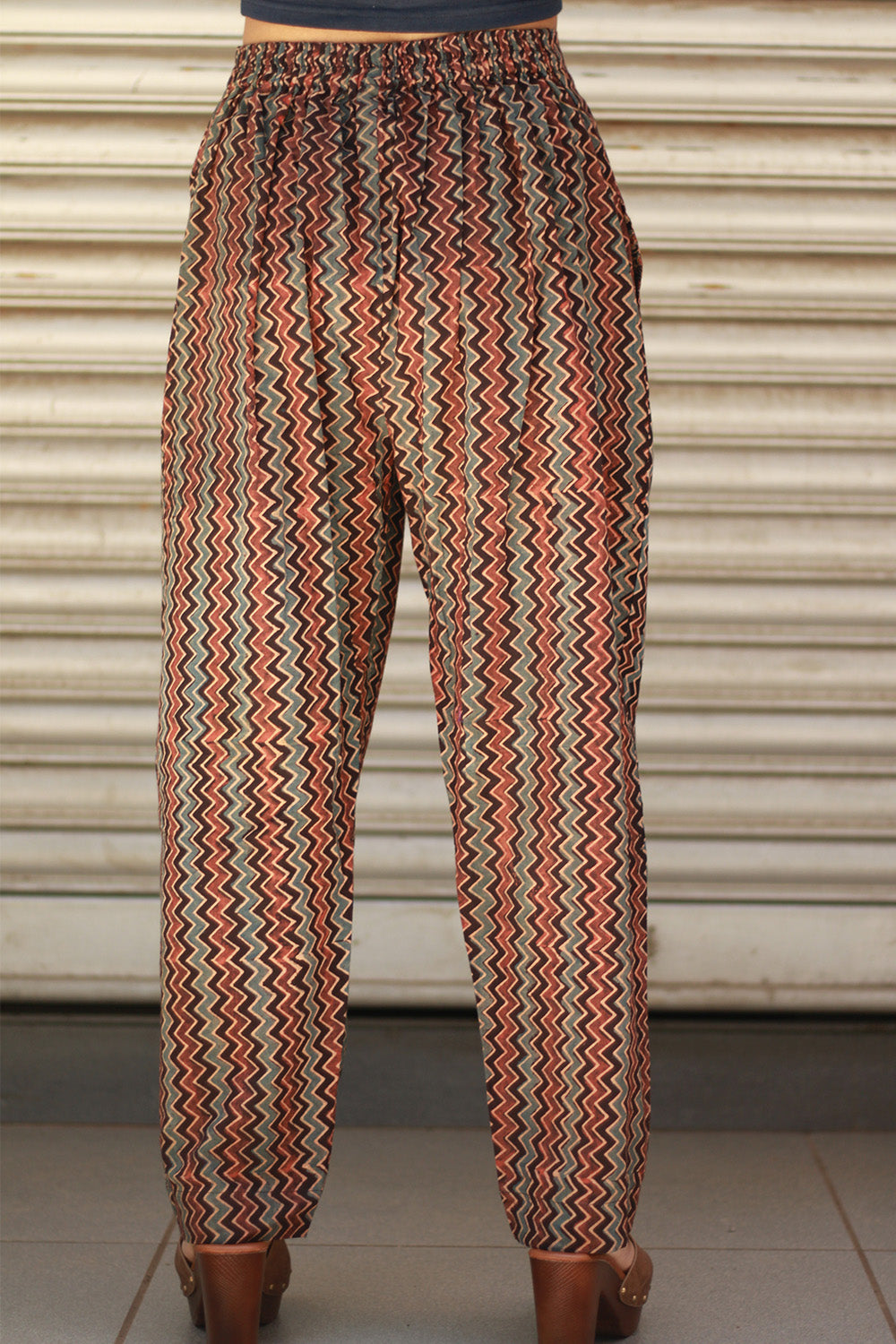 Pranava | Slim Pants | Noir Chevron Ajrakh