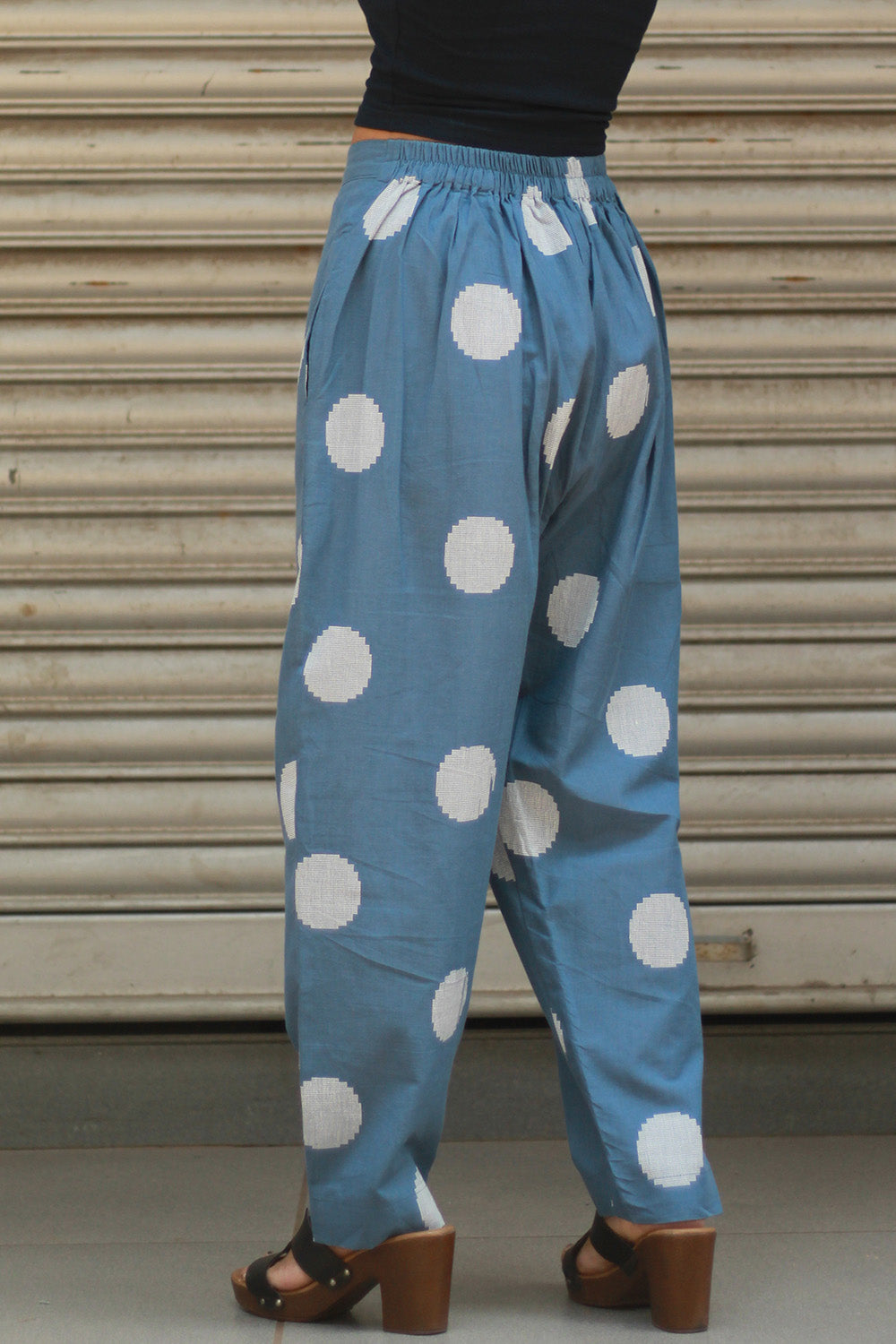 Pranava | Slim Pants | Blue Polka
