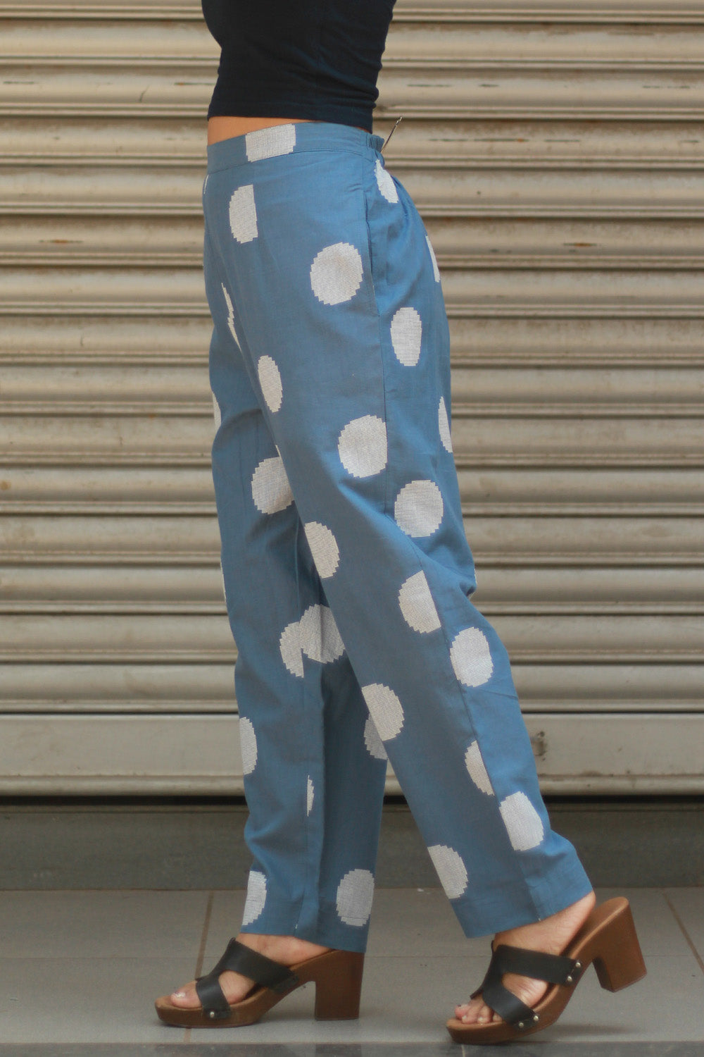 Pranava | Slim Pants | Blue Polka