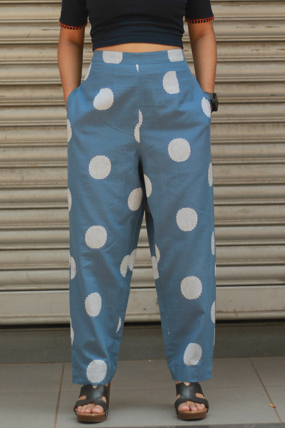 Pranava | Slim Pants | Blue Polka