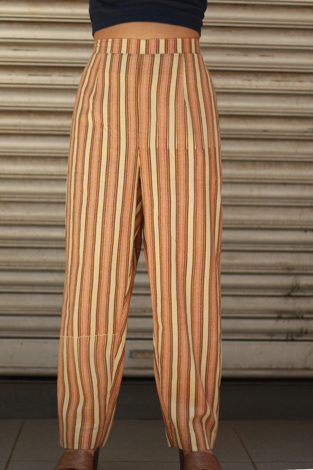 Pranava | Slim Pants | Striped Bagru