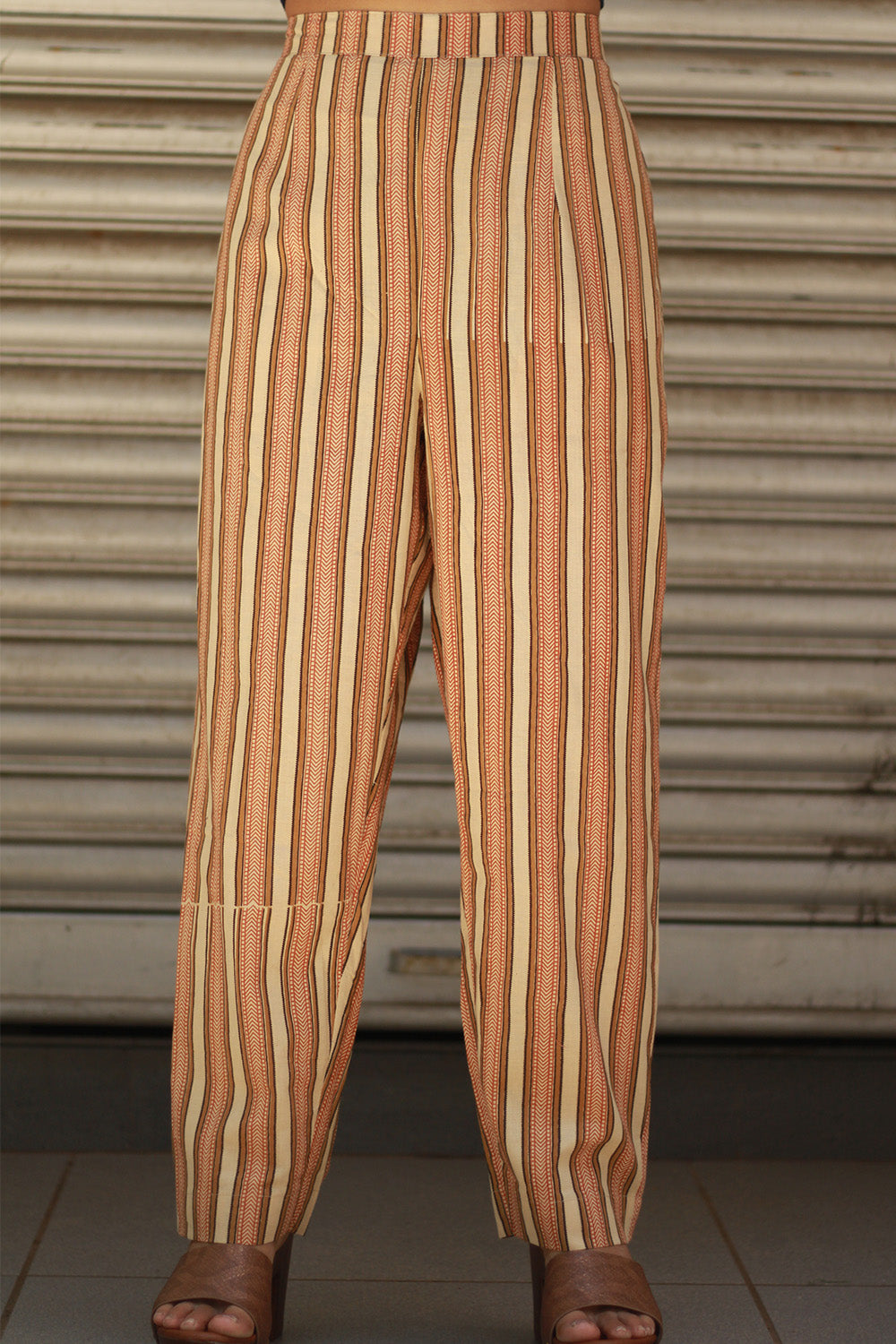Pranava | Slim Pants | Striped Bagru
