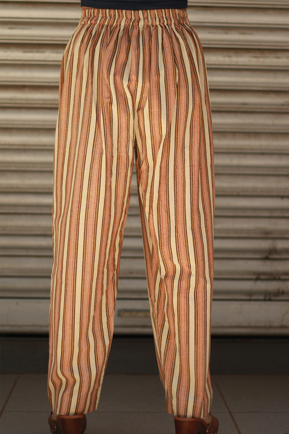 Pranava | Slim Pants | Striped Bagru