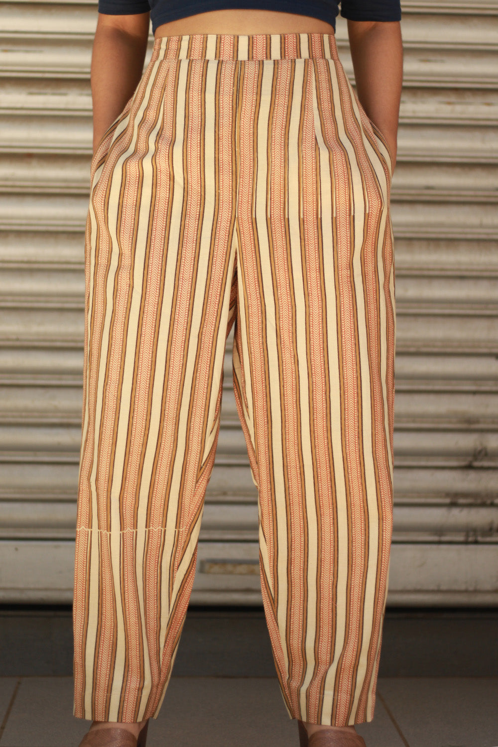 Pranava | Slim Pants | Striped Bagru
