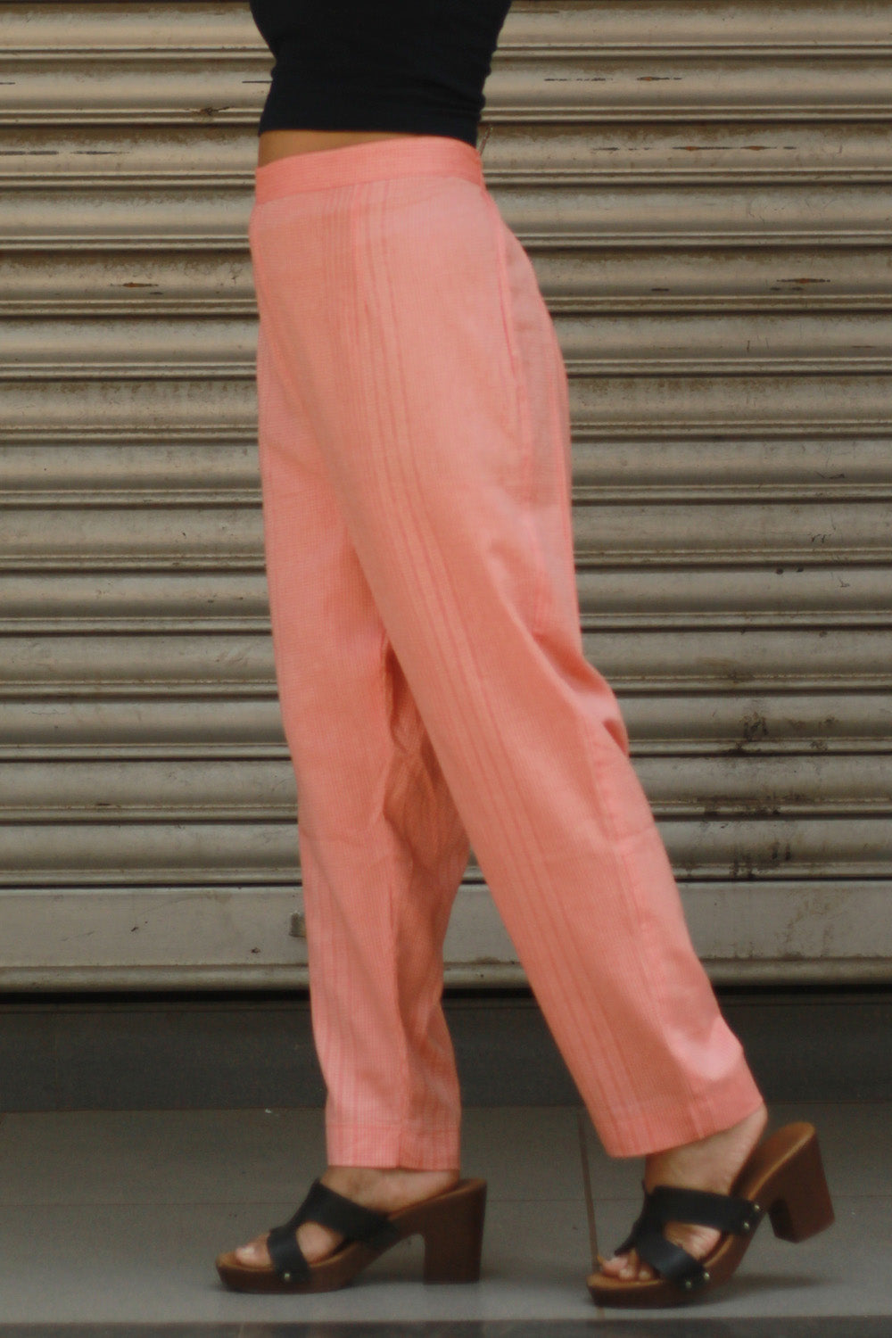 Pranava | Slim Pants | Peach Kantha