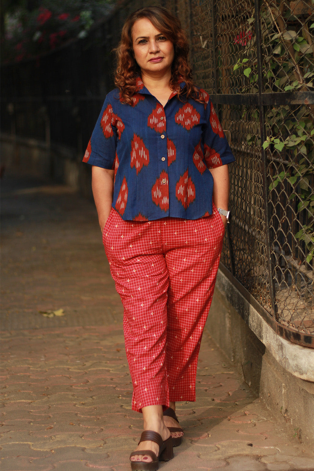 Dhoop - Chhaon | Cotton Shirt | Blue Ikkat