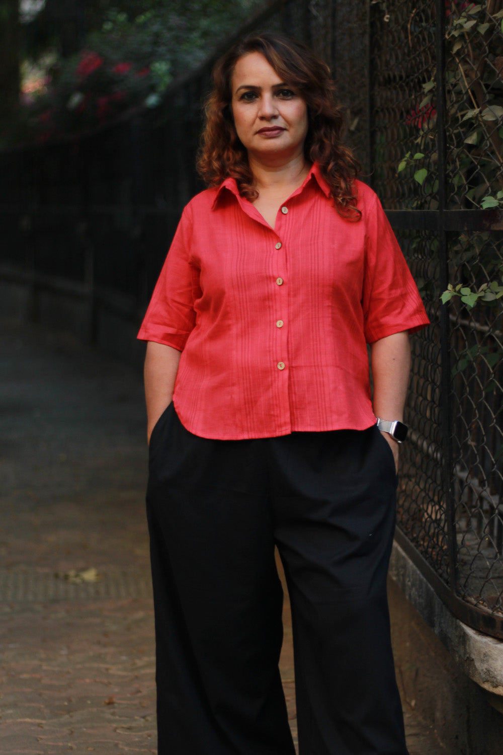 Dhoop - Chhaon | Cotton Shirt | Coral