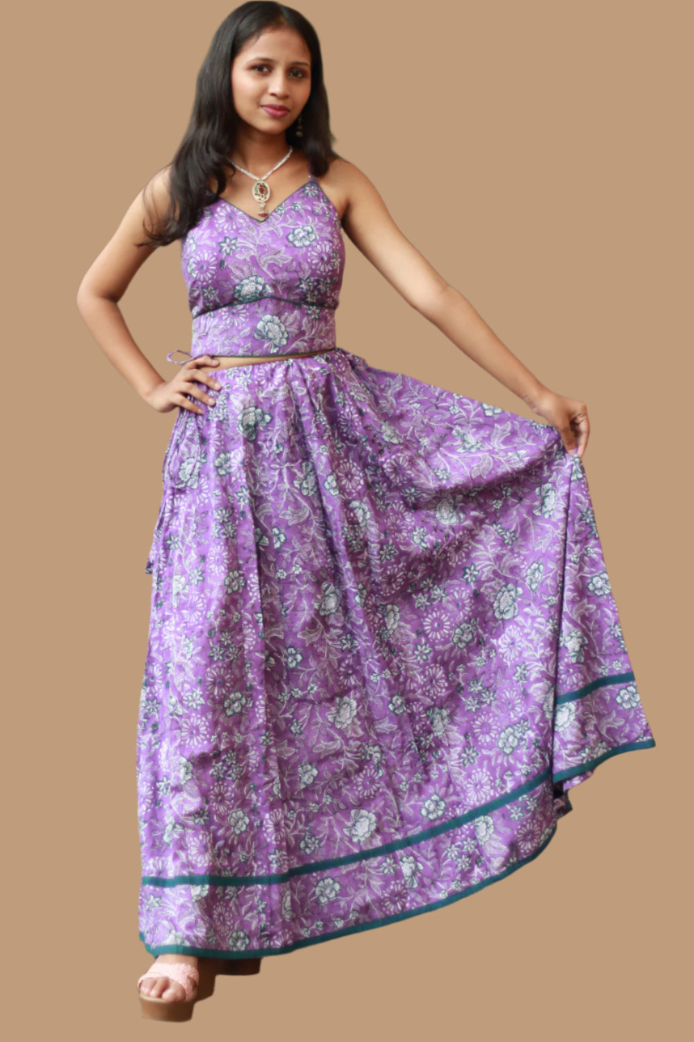 Tarangini | Kalidar Skirt | Sanganeri Purple