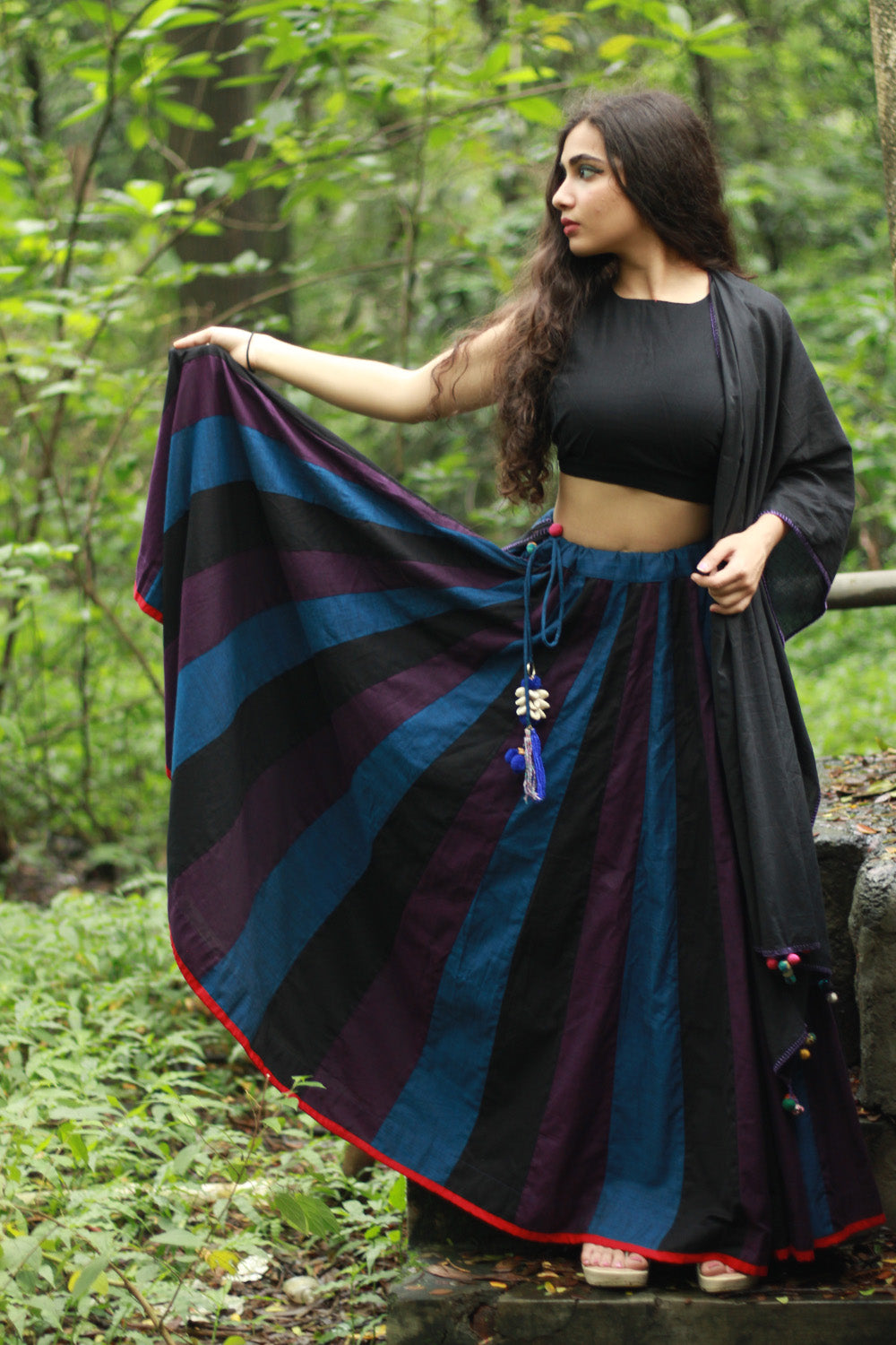 Kaari | Kalidar Skirt | Multicolour Stripes