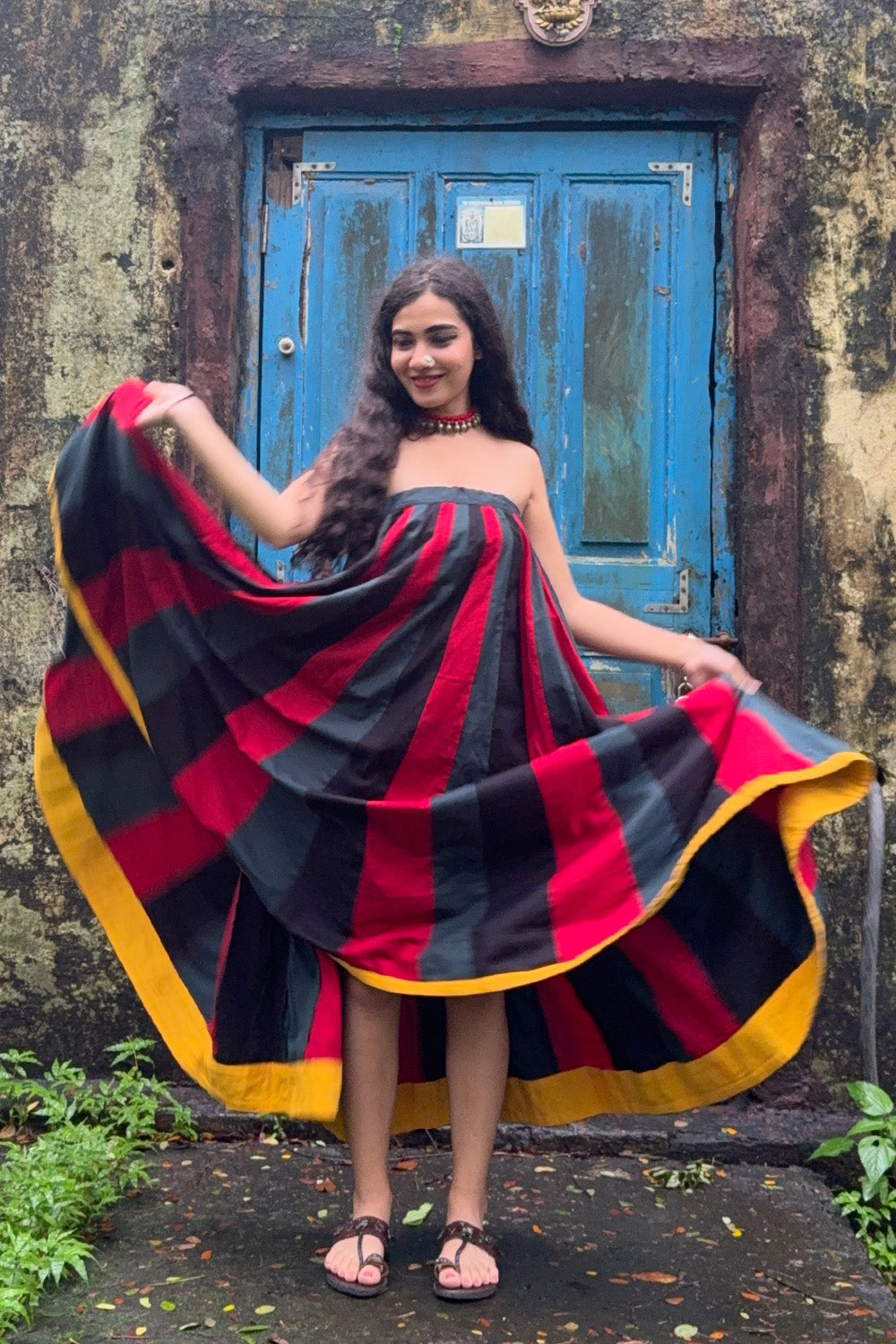 Kaari | Kalidar Skirt | Multicolour Stripes