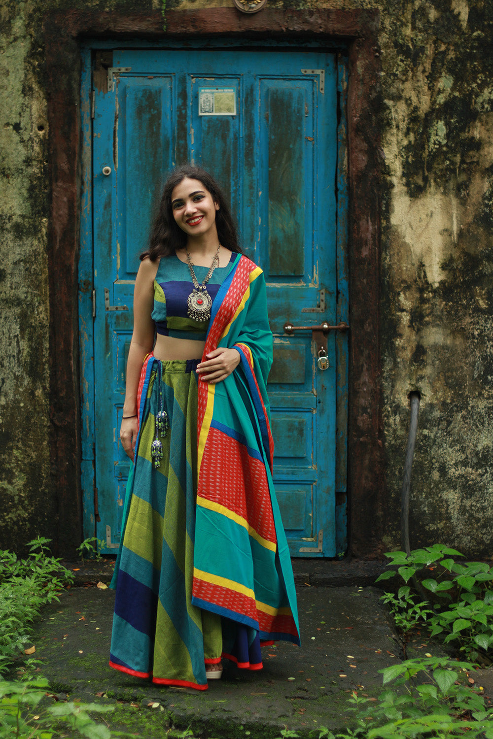 Baavri | Umbrella Skirt | Multicolour Stripes