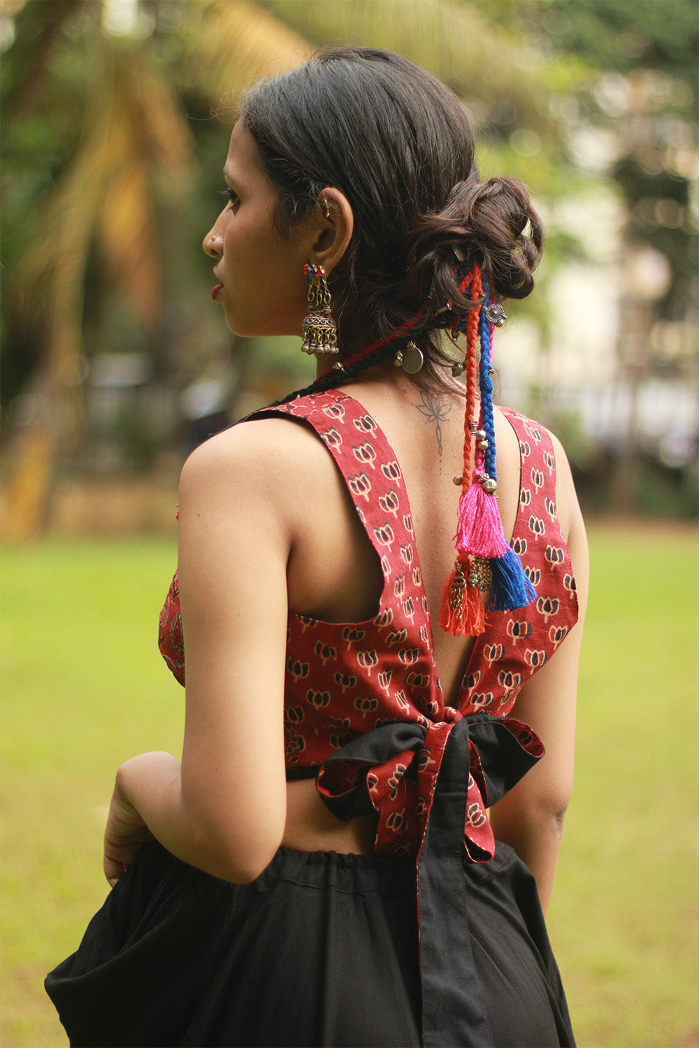 Baavri | Umbrella Skirt | Noir with Flowers