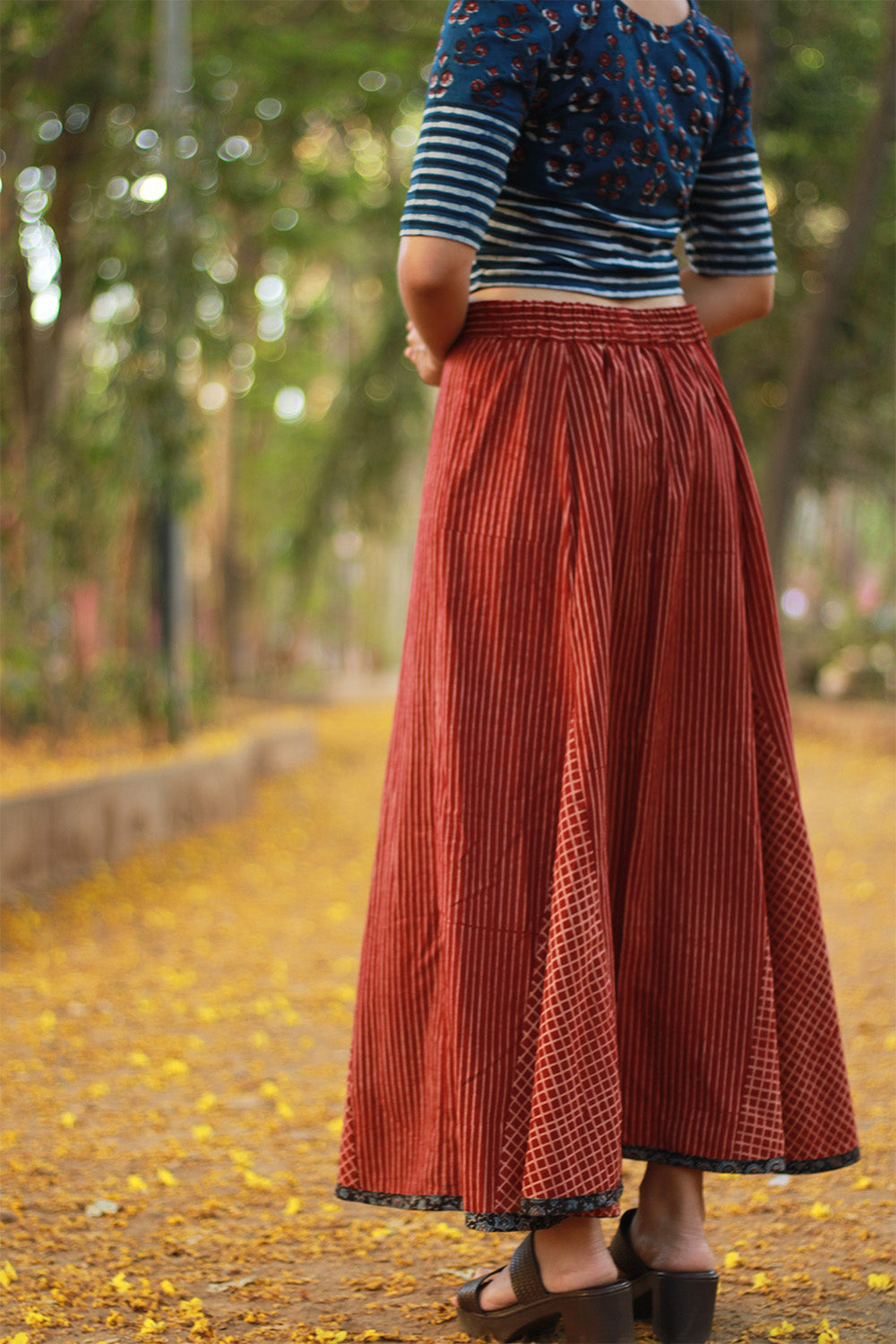 Dhaariyan | Aranya | Front-Buttoned Skirt | Madder Ajrakh