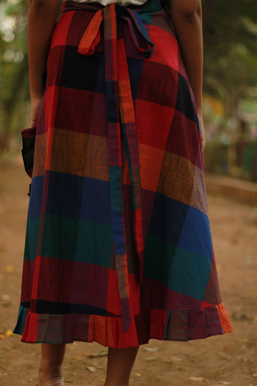 Swara | Wrap Around Frill Skirt | Checkered Medley