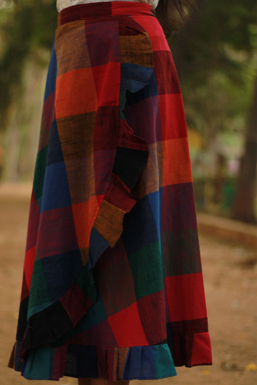 Swara | Wrap Around Frill Skirt | Checkered Medley