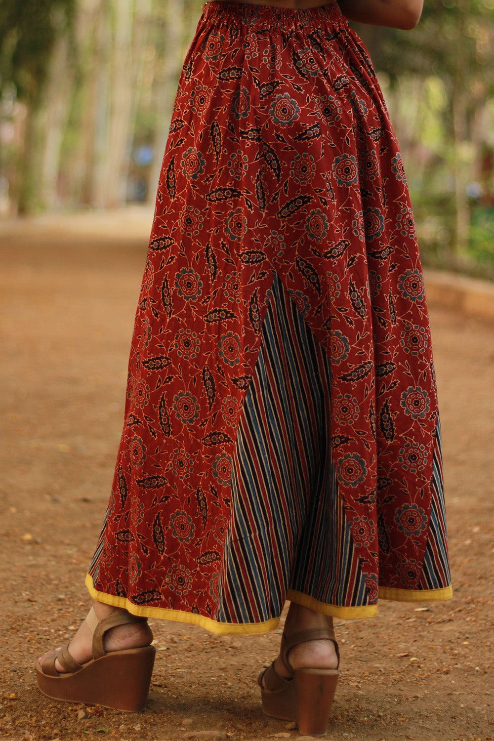 Aranya | Front-Buttoned Skirt | Rouge Ajrakh