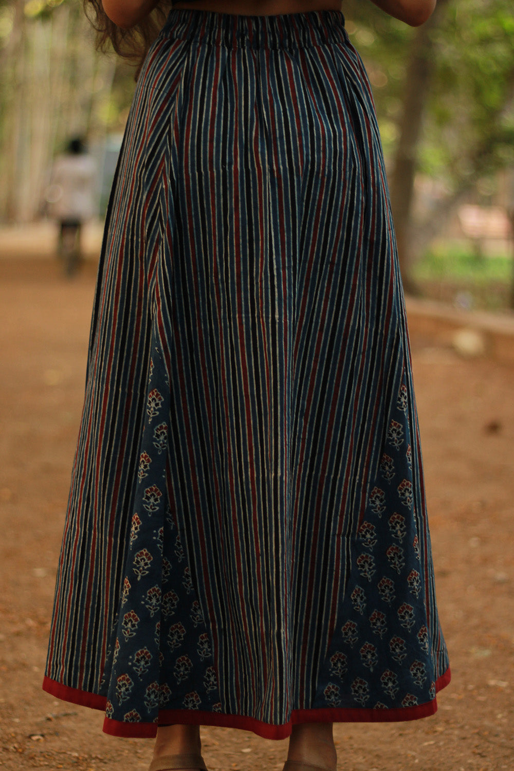 Aranya | Front-Buttoned Skirt | Blue Ajrakh