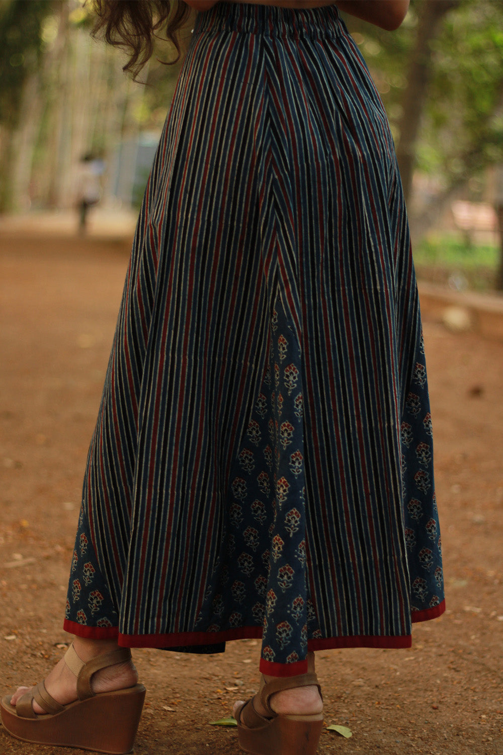 Aranya | Front-Buttoned Skirt | Blue Ajrakh