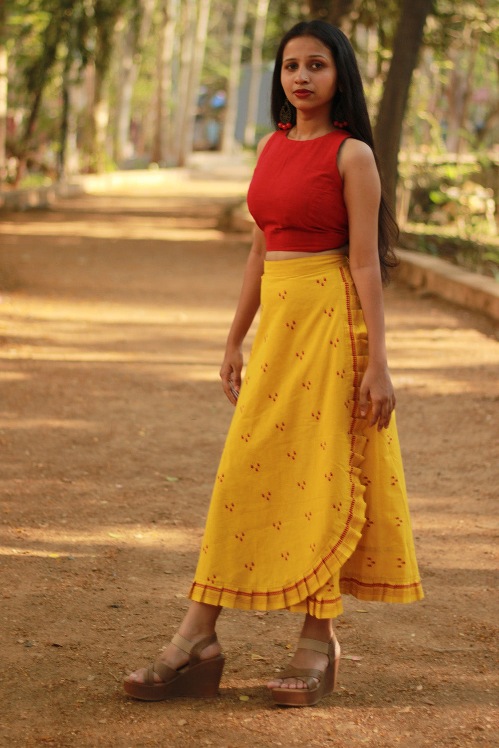 Swara | Wrap Around Frill Skirt | Yellow