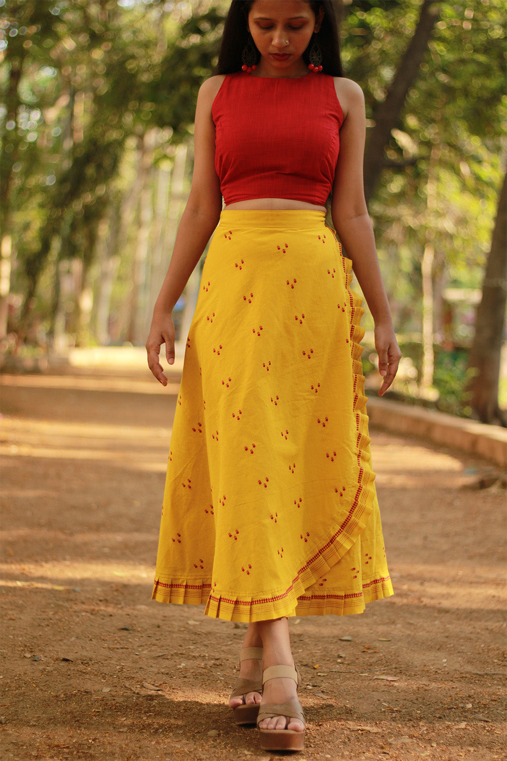 Swara | Wrap Around Frill Skirt | Yellow