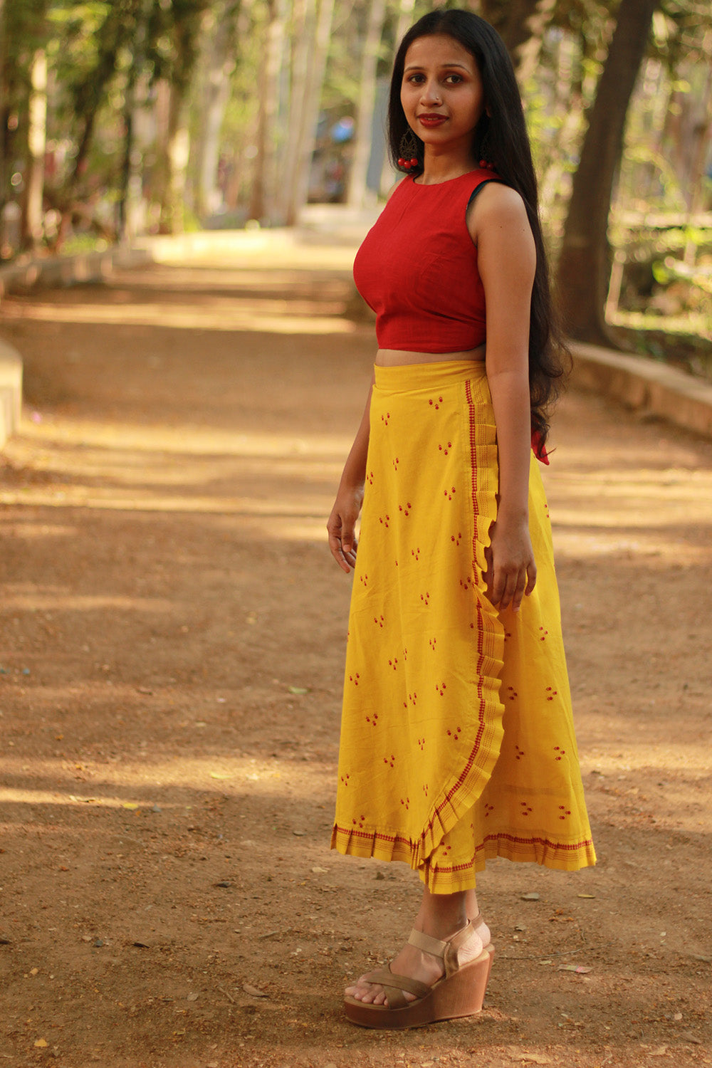 Swara | Wrap Around Frill Skirt | Yellow