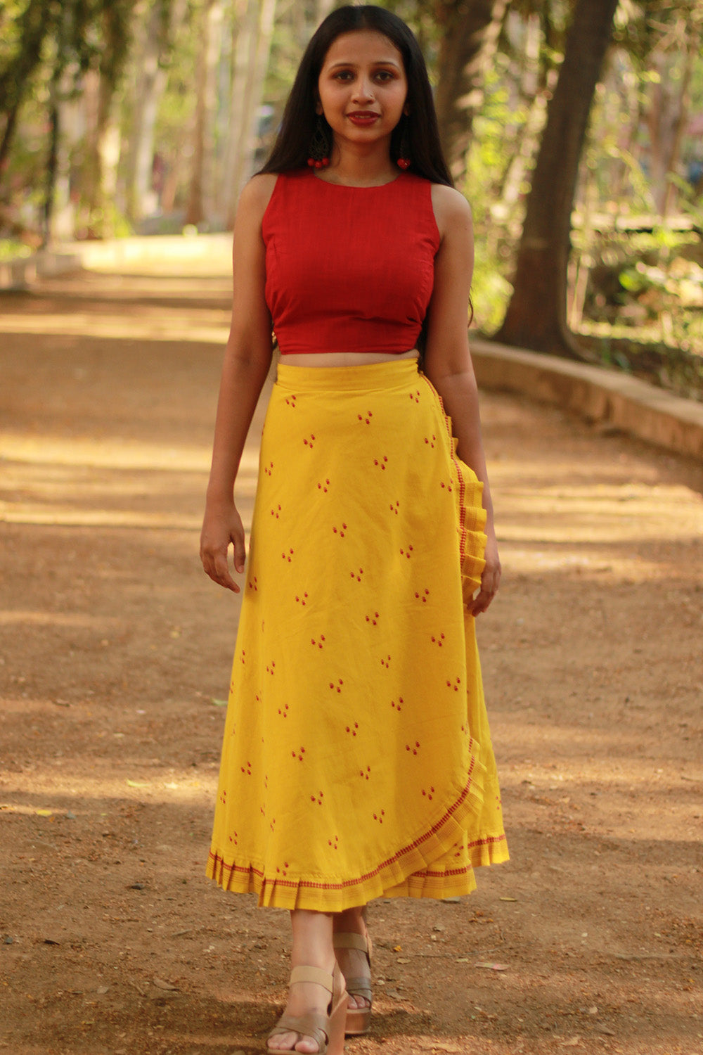 Swara | Wrap Around Frill Skirt | Yellow