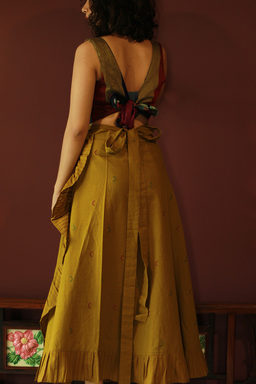 Swara | Wrap Around Frill Skirt | Pale Yellow Sickle