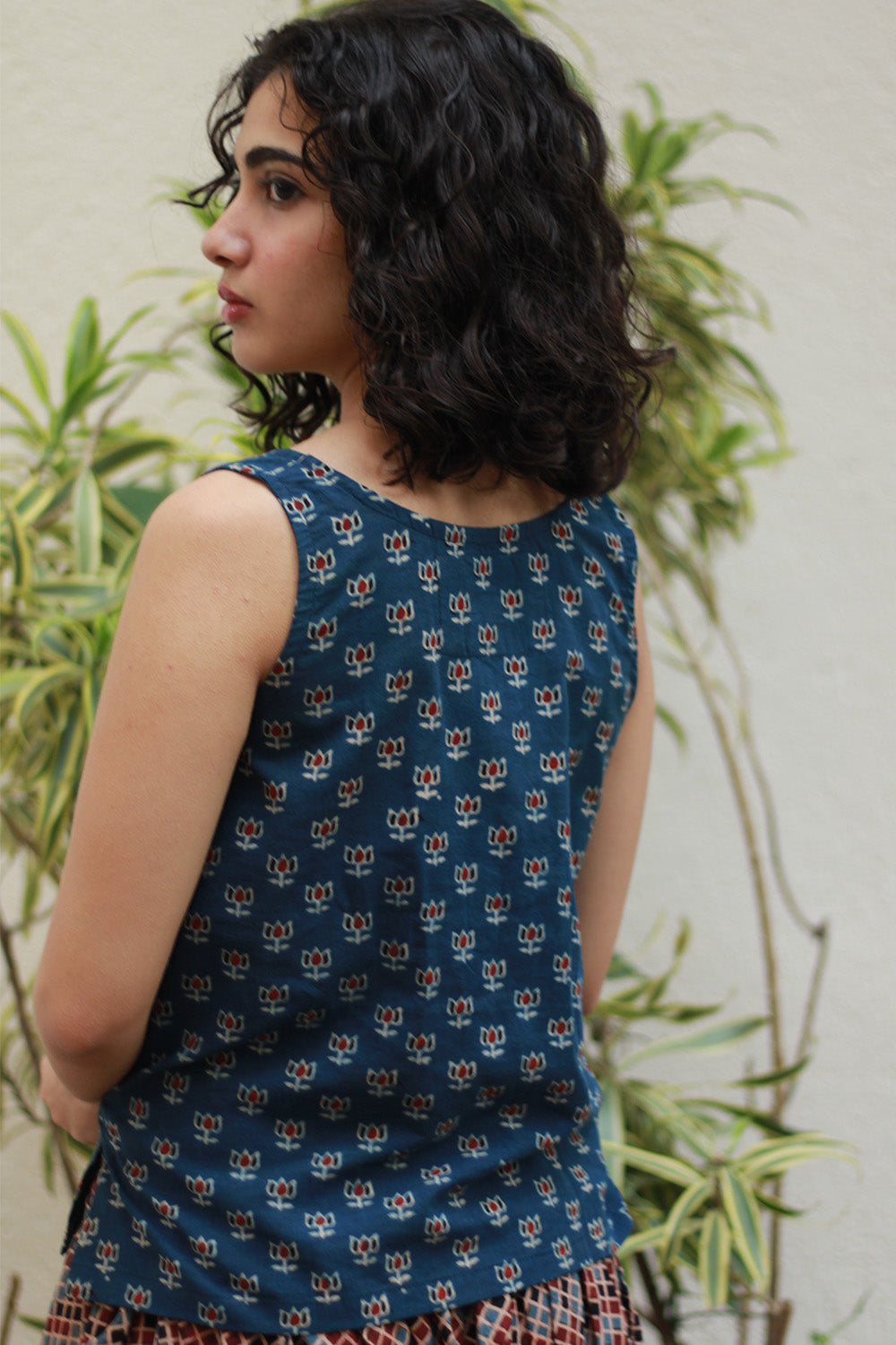 Front Buttoned Vest | Blue Lotus Ajrakh