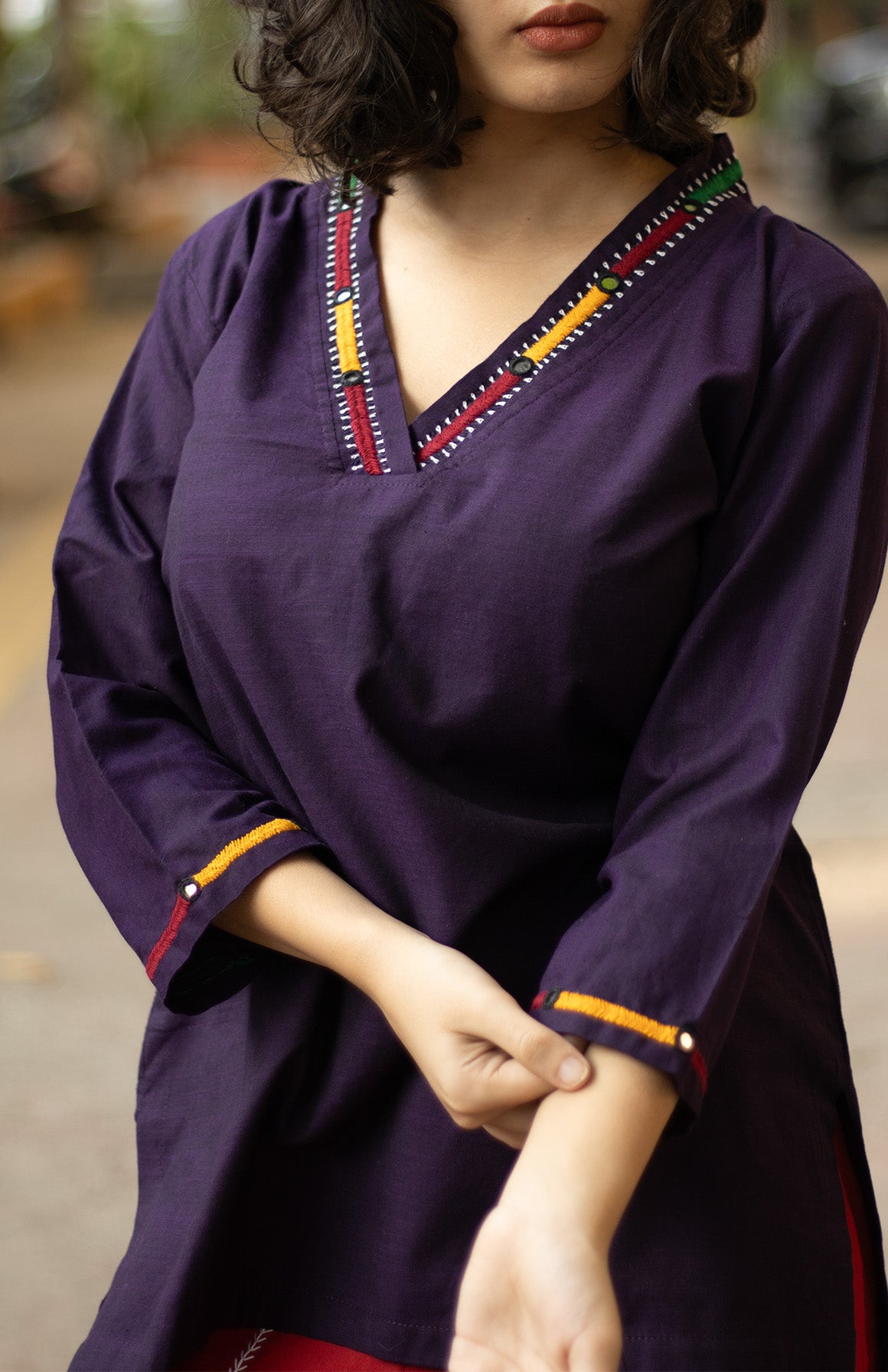 Gor Banjara | Embroidered Top | Purple