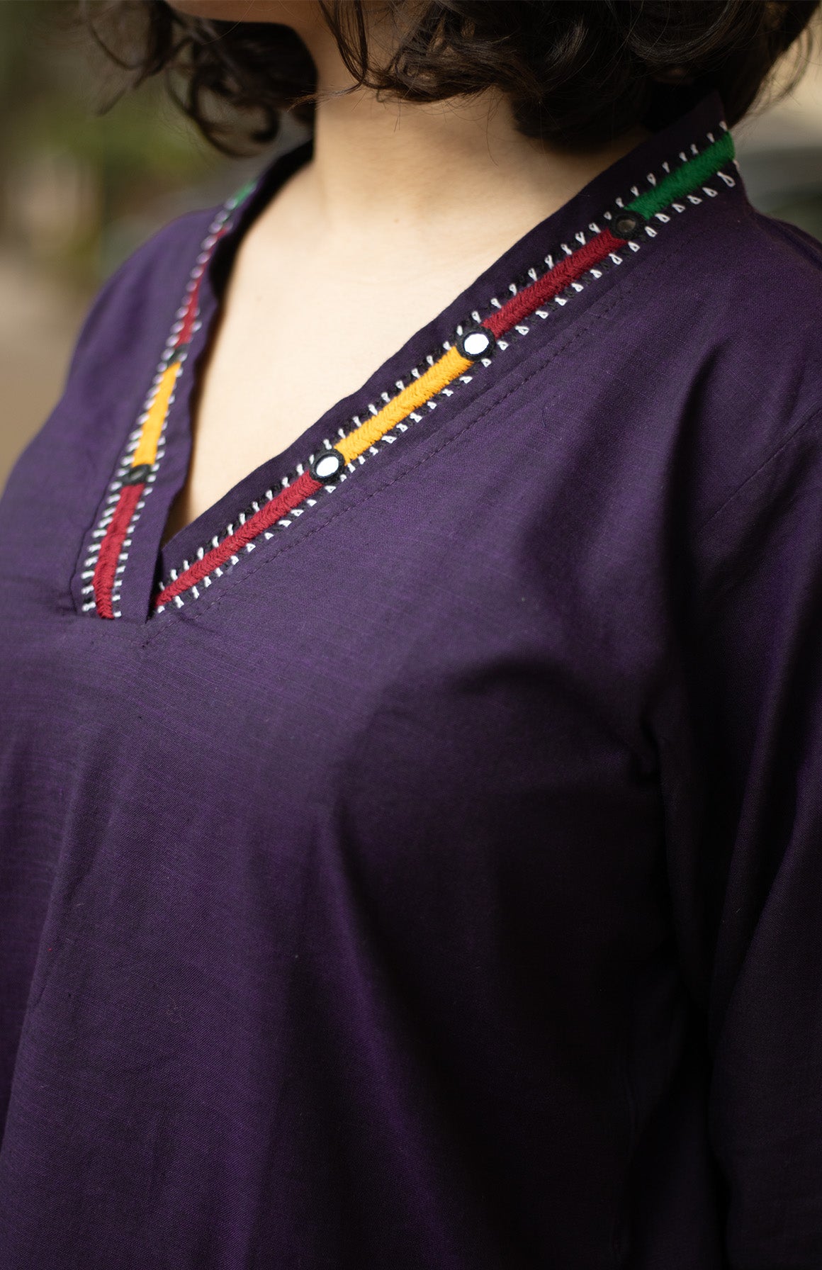 Gor Banjara | Embroidered Top | Purple
