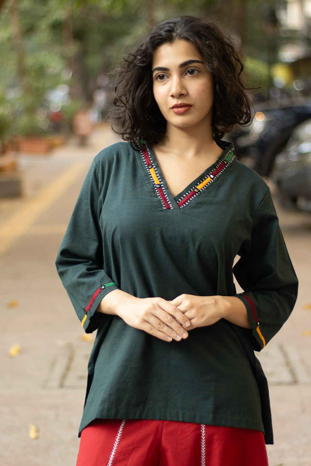 Gor Banjara | Embroidered Top | Green