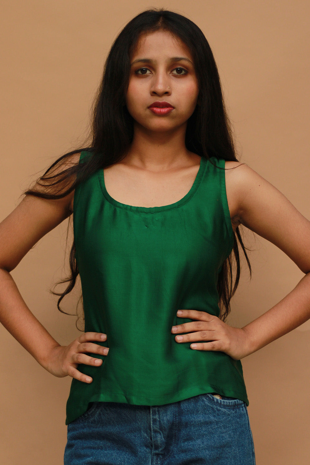 Sleeveless Top | Modal Silk | Emerald