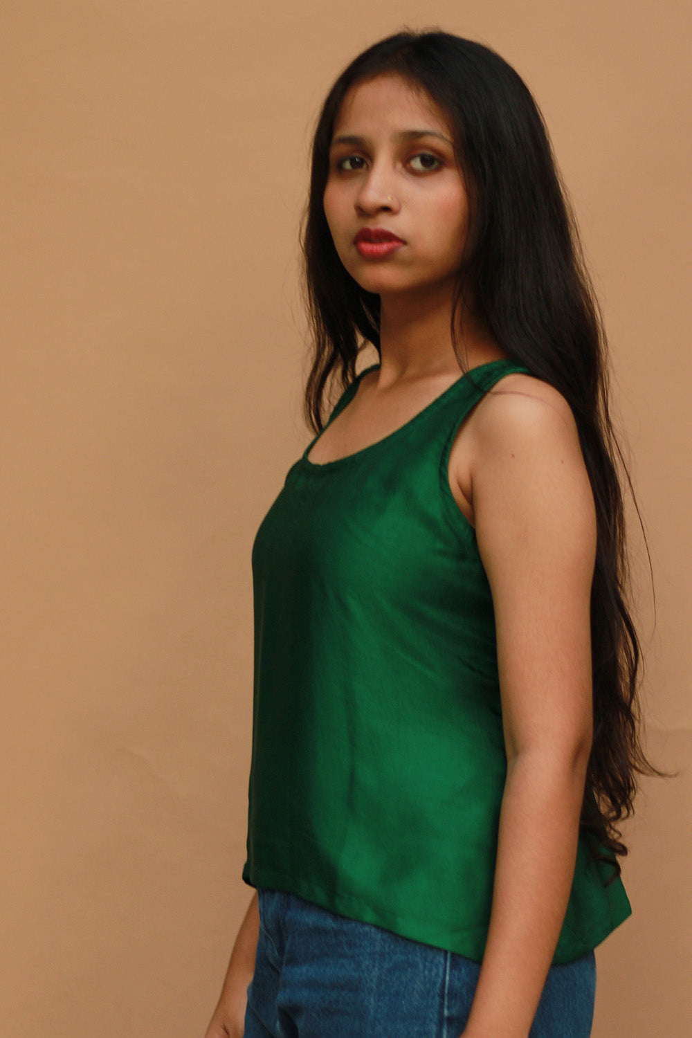 Sleeveless Top | Modal Silk | Emerald