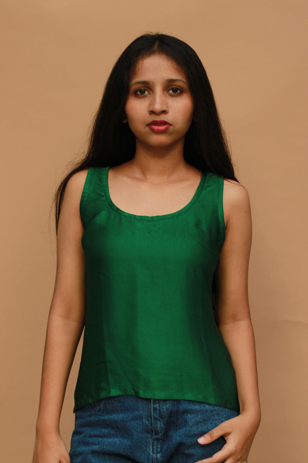 Sleeveless Top | Modal Silk | Emerald