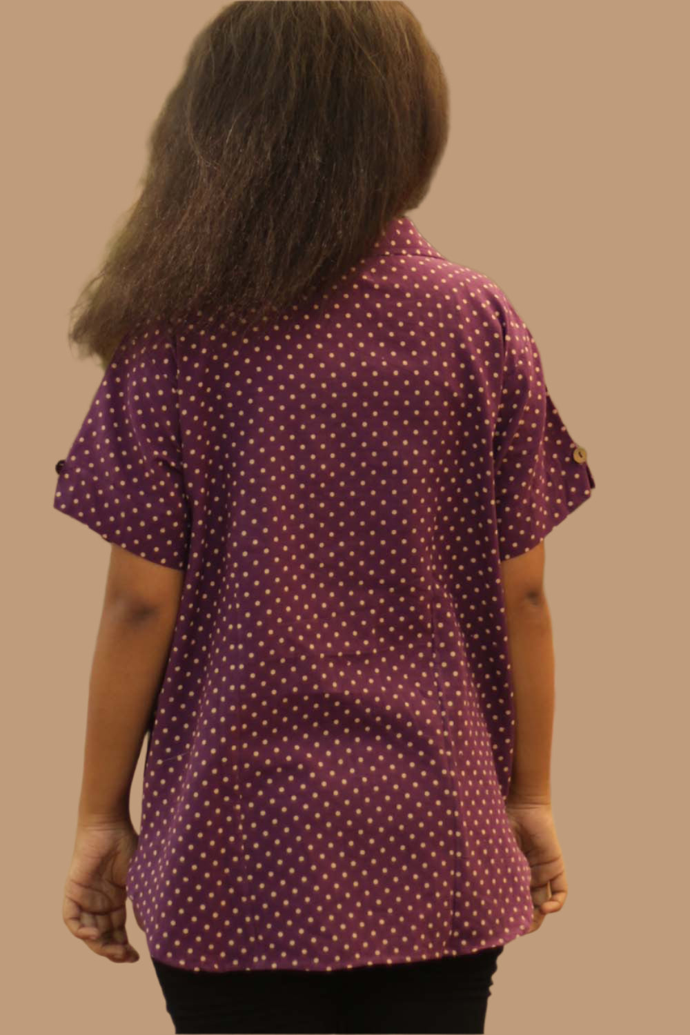 Cotton Shirt in Purple Polka